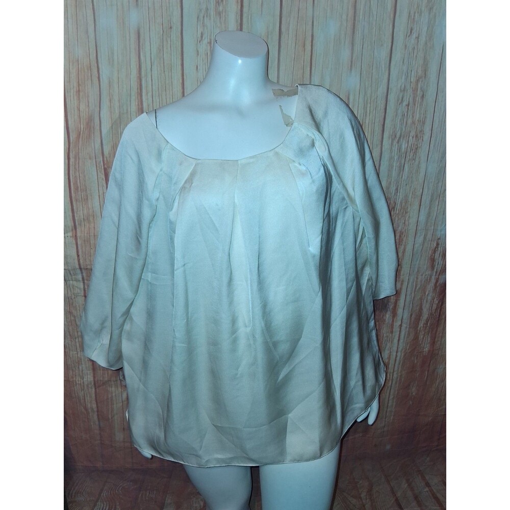 NWT Talbots Cream 3/4 Sleeve Pleated Blouse Sz 18WP